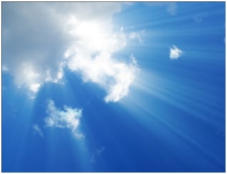 sunrays breaking through clouds