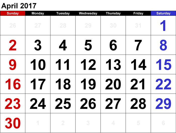 bulan April tahun 2017
