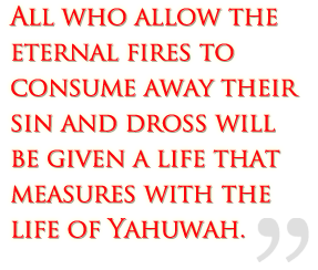 All who allow the eternal fires to consume away their sin and dross will be given a life that measures with the life of Yah.