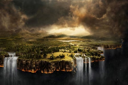 Flat Earth (erroneous mental image of things falling off the edge) Flat Earth (erroneous mental image of things falling off the edge)