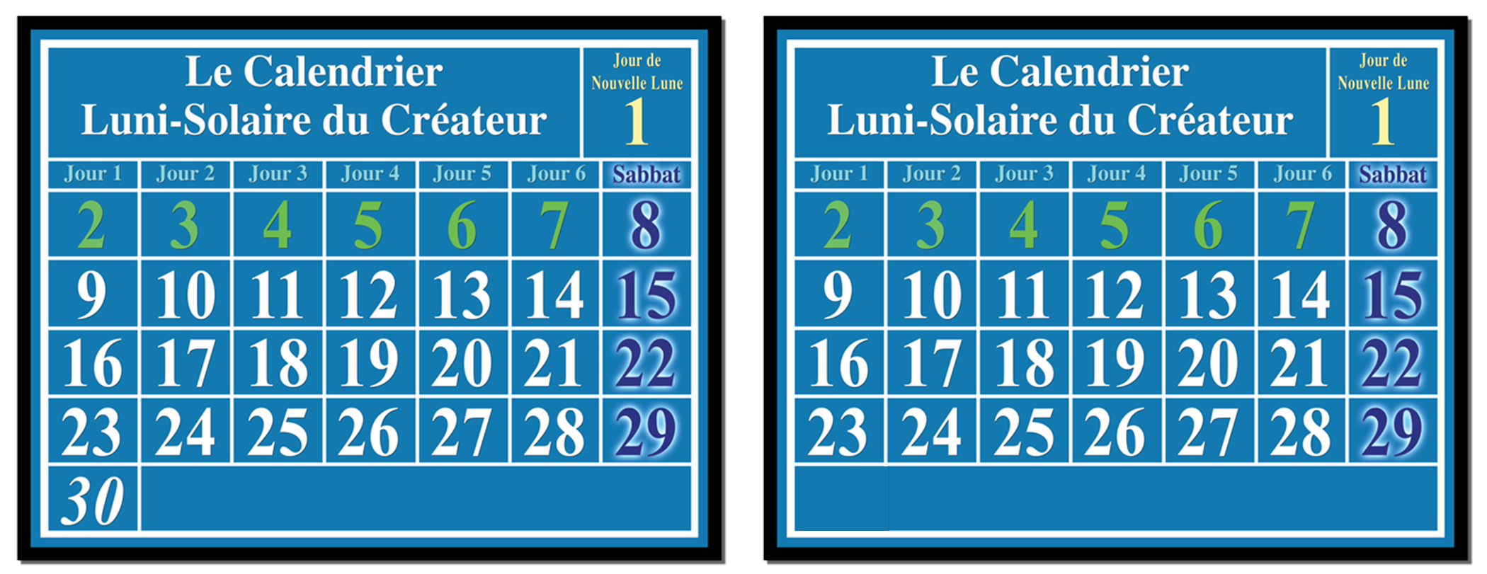 calendrier lunaire-solaire: nouvelle lune, sabbats, jour intercalaire