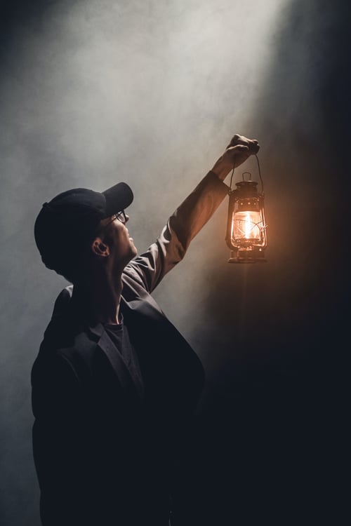 man with light
