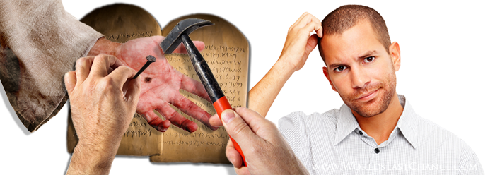 hand, nail, and Ten Commandments