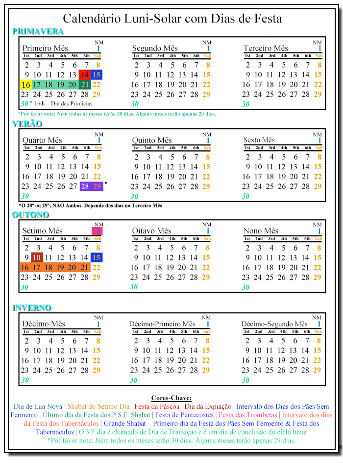 luni-solar calendar with feast days