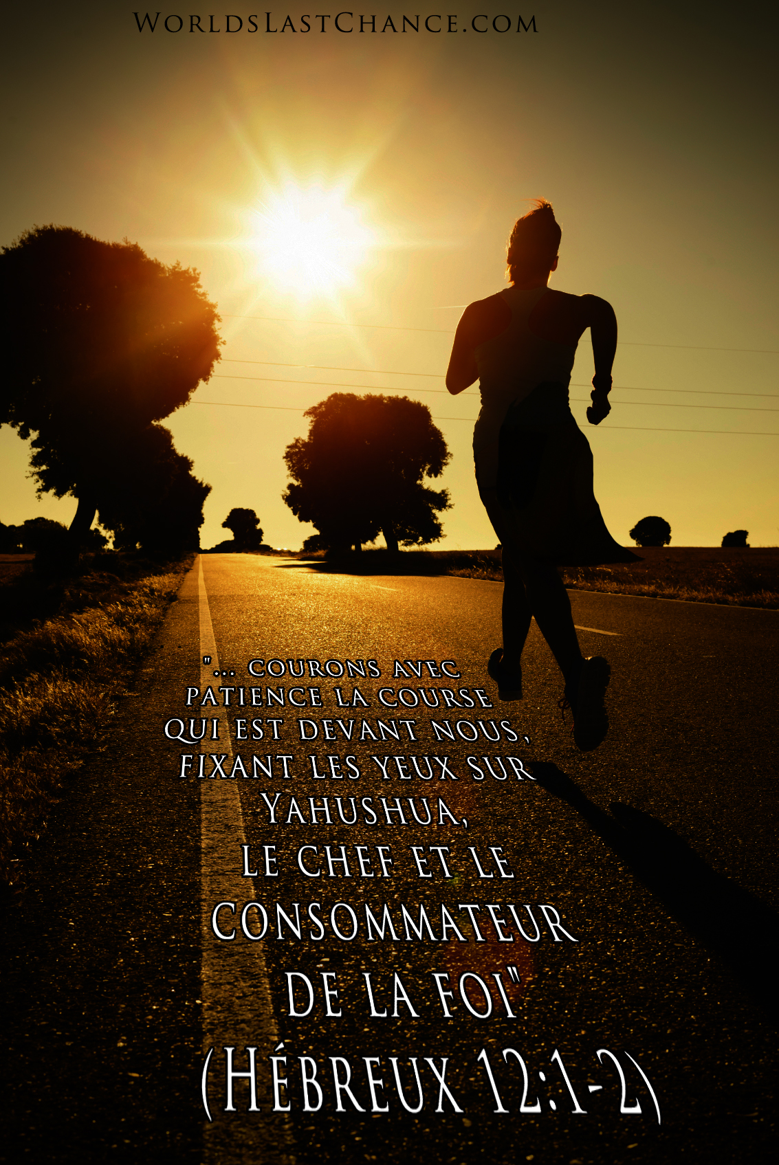 Patience pendant la course (endurance, running, trail, jogging, marathon); Hébreux 12