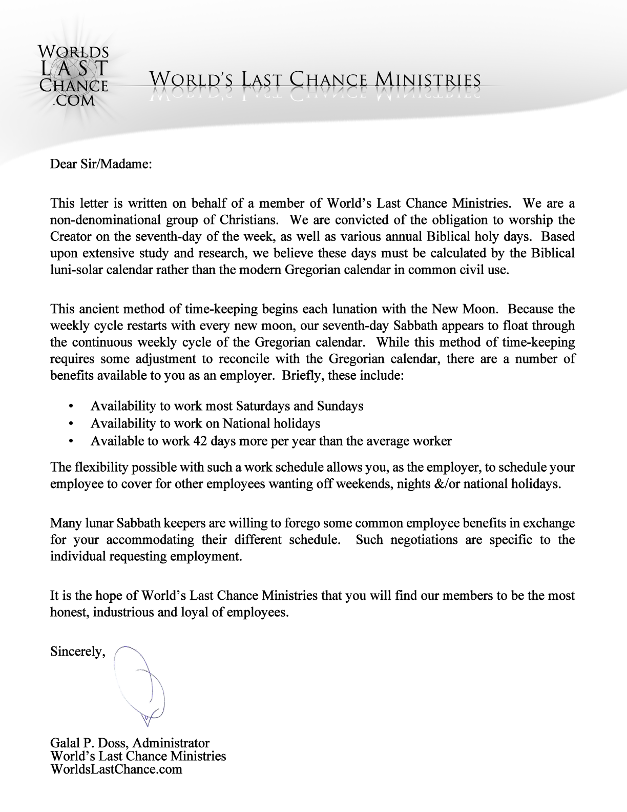 WLC Letter