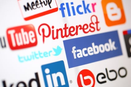 icônes, logo de médias sociaux : facebook, twitter, pinterest, youtube, flickr, bebo, linkedin, meetup