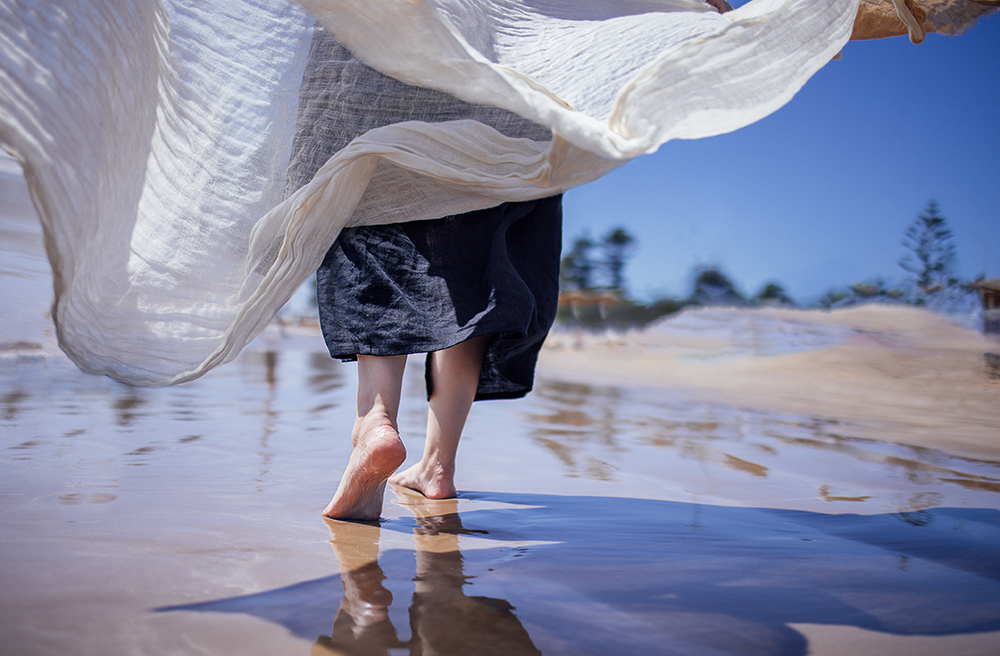 walking on the beach