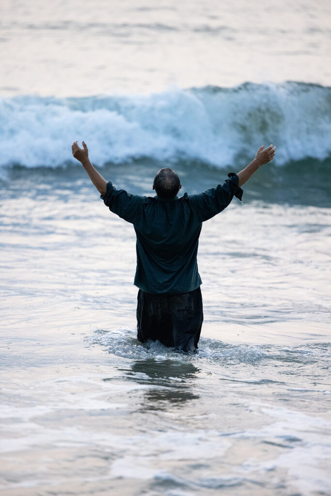 A man in the ocean.
