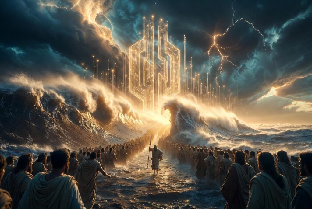 Moses parting the Red Sea