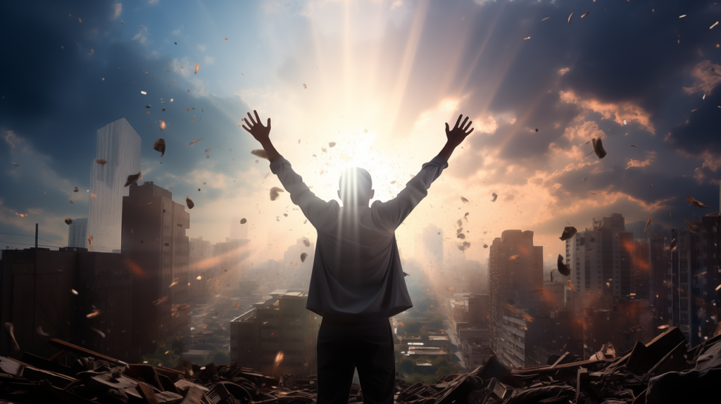 Man rejoicing