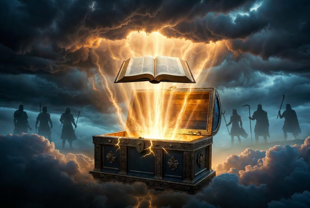 Open Bible and Treasure Chest