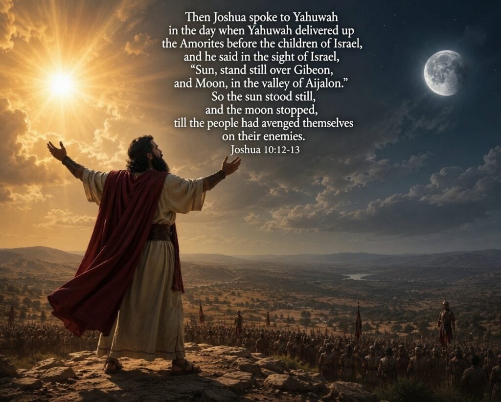 Joshua commanding the sun and moon to stand still over Gibeon