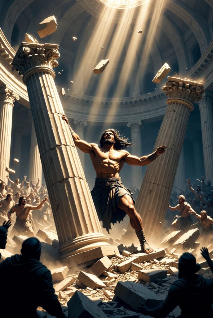 Samson destroying the Philistine temple