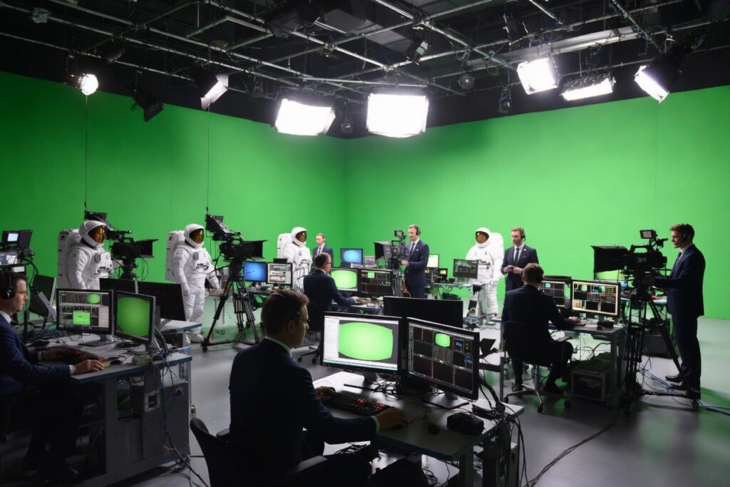 green screen and astronauts