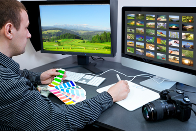 man working on computer