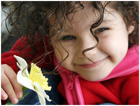 child with flower