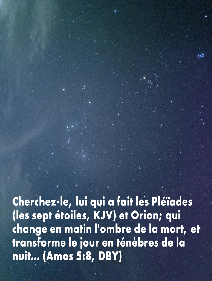 Orion et les sept étoiles (les Pléïades)