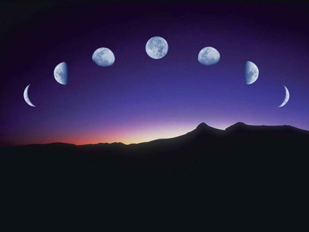Les phases de la lune en image, photomontage