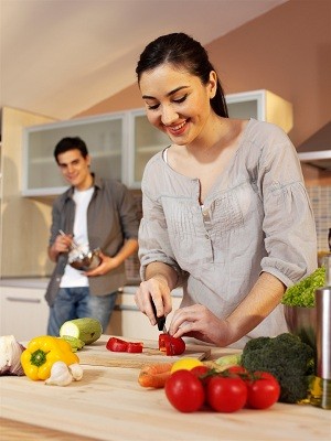 young couple in kitchen