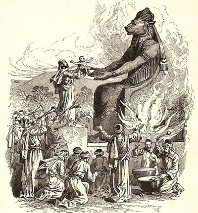 depiction of idol and child sacrifice