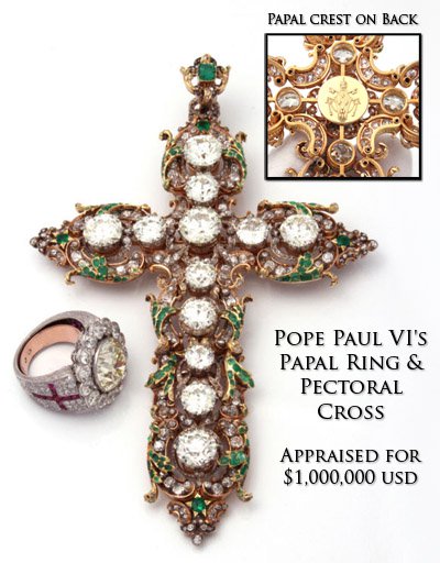 Pope Paul VI's pectoral cross and papal ring