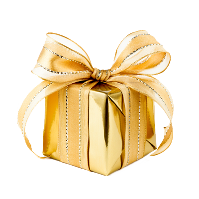 gift wrapped in gold paper