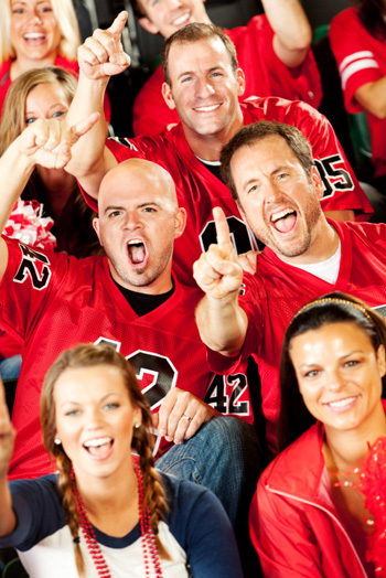 excited fans at a sporting event