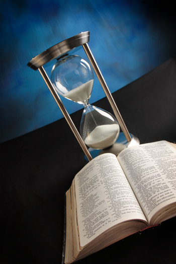hourglass & Bible