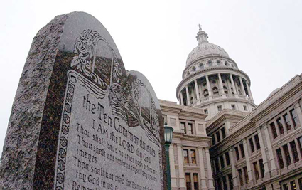 10 Commandments displayed in front of Texas Capital Building