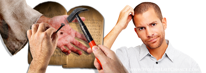 hand, nail, and Ten Commandments