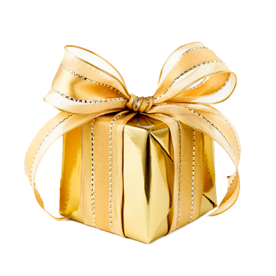 gift wrapped in gold paper