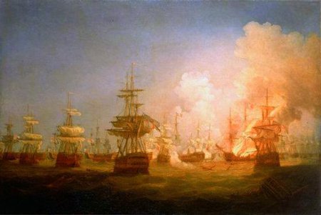 La bataille du Nil, tableau de Thomas Whitcombe (The Battle of the Nile)