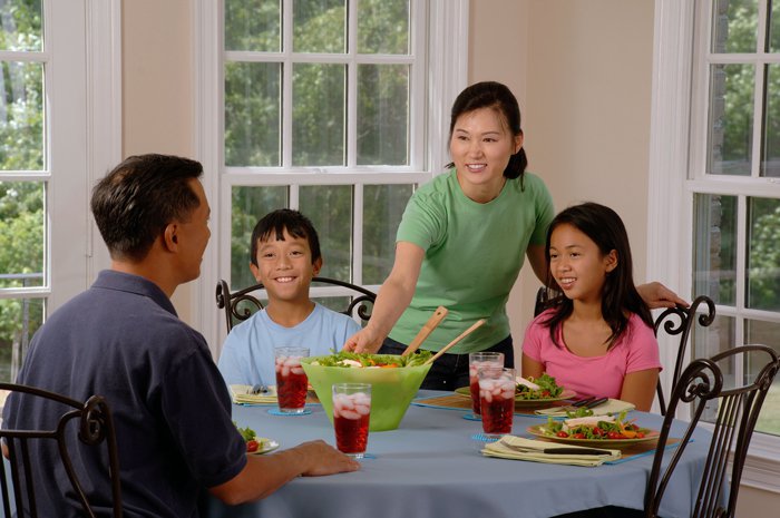 family having dinner