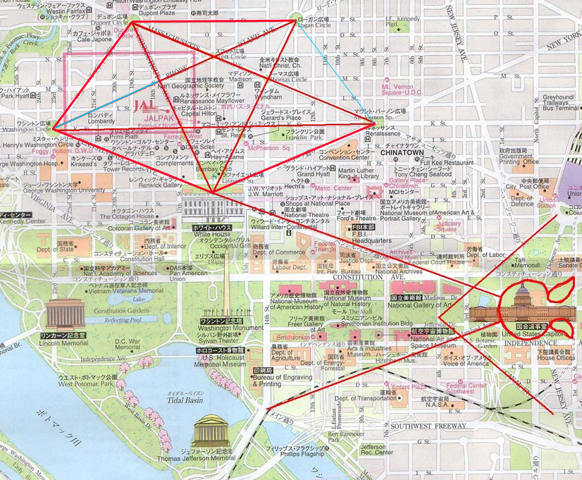 Washington DC- Simboluri Satanice pe harta străzilor și clădirilor