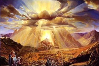 Moses und die Kinder Israels am Berg Sinai