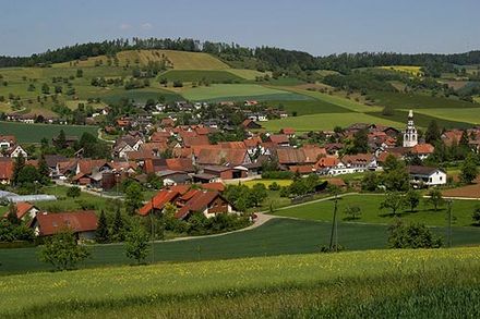 Byn Schleitheim, norr om Zürich nära den tyska gränsen