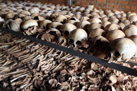 bones of the victims from the Rwandan Genocide