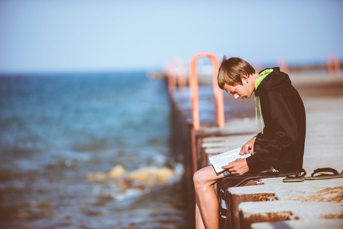 boy reading the Bible 