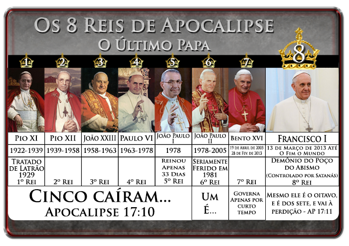 8 Reis de Apocalipse 17; Francisco I = 8º Rei, o último papa