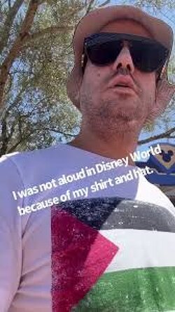 MAN IS DENIED ENTRY INTO DISNEY WORLD FOR WEARING PALESTINE T-SHIRT.