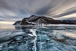 There is no curve to be found. Lake Baikal, Siberia. 