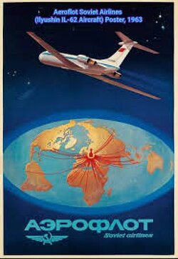 In the Aeroflot poster from the 1960s, one can observe the flat earth below. The Soviets were well aware of the flat earth.