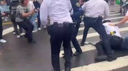 BREAKING: Russian Police brutally assault young protesters opposing- Got your attention? This is actually police in the US brutally assaulting young Americans opposing their government’s complicity in Israel’s genocide in Gaza.