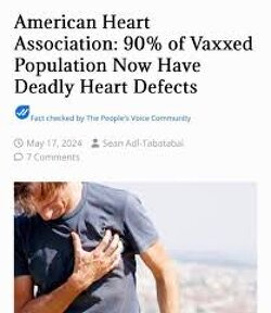 American Heart Association: 90% of Vaxxed Population Now Have Deadly Heart Defects.