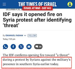 This is wild. Israel invades and occupies Syria, then fires at Syrians protesting their illegal occupation and calls them a “threat.”