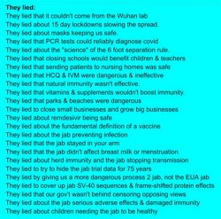 A long list of Dr. Fauci's lies.