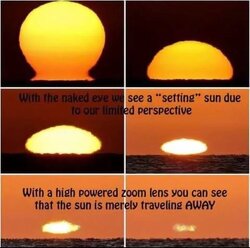 The sun doesn’t sink behind a curve—it simply moves beyond the vanishing point. Just like a long hallway seems to converge in the distance, the sun fades into the horizon due to perspective, not because the Earth is a spinning ball.