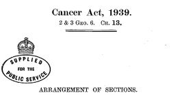 1939 CANCER ACT — Illegal to cure CANCER. Passed by Parliament in England...This was also being applied by the U.S. Did you know that under the 1939 Cancer Act, it's actually a criminal offense for medical practitioners to even advise patients on potential cancer cures? 