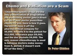 Chemotherapeutic drugs are the only classification of drugs where the prescribing doctor gets a direct cut. So if your doctor prescribes chemo for you, here’s how it goes. The doctor buys it off the pharmaceutical company for $5,000. He sells it to the patient for $12,000, insurance pays $9,000, and the doctor pockets $4,000. 